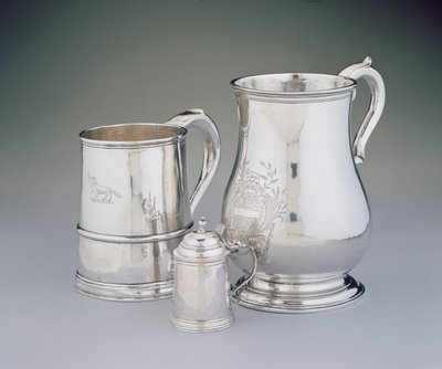 Mug, 1725-35; Miniature Tankard, c.1757; Cann, c.1760 from Boston, Massachusetts by American School
